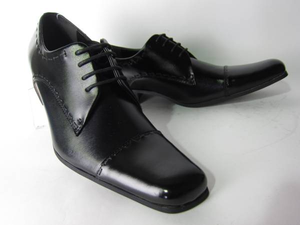 新品未使用★本革ロングノーズ紐一文字ビジネスシューズ革靴26.5
