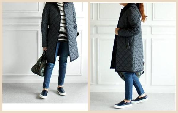 ラベンハムキルティングコートハムステッドネイビー36ロング丈