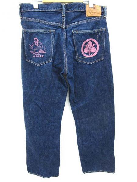 桃太郎ジーンズ デニムパンツ ストレート 銅丹 家紋 ロゴ W34