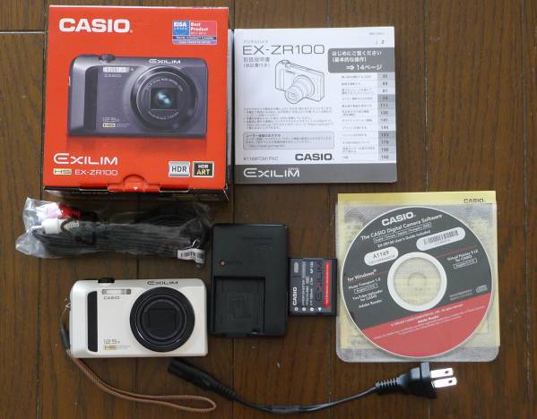 CASIO EXILIM EX-ZR100 白 12.5倍ズーム 24mm デジカメ 