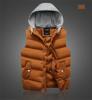 暖かい！メンズダウン 中棉ベスト フード付N76★キャメル2XL