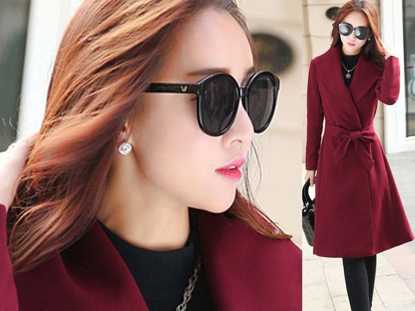 新品1円☆送料無料ガウンコートロングベルト付き赤G2151102-03Yu