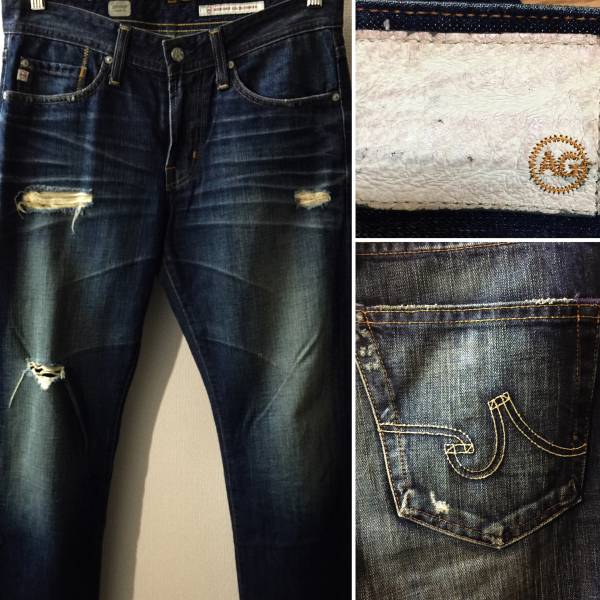 ☆美品☆AG Protege ストレートデニム クラッシュ w30