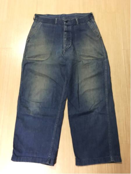40～50年代 US NAVY DENIM パンツ W33 VINTAGE ベイカーパンツ
