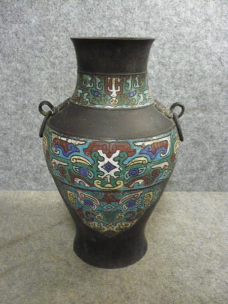 16164 七宝焼 花瓶【文】