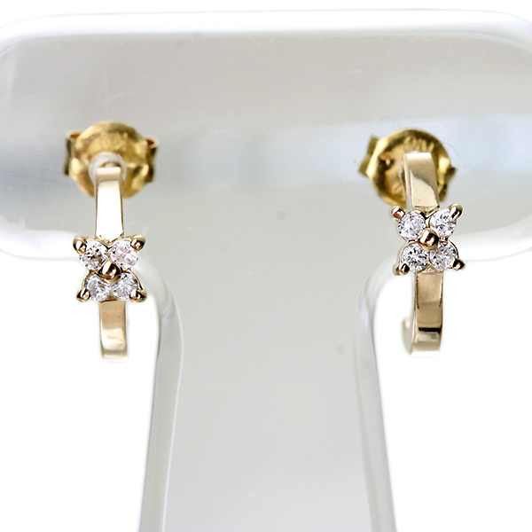 1円最落なし!!ダイヤモンドピアスK18PG　約0.08ct　美品