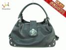 MARY QUANT(マリクワ) ショルダーバッグ 黒 フラワー 合皮