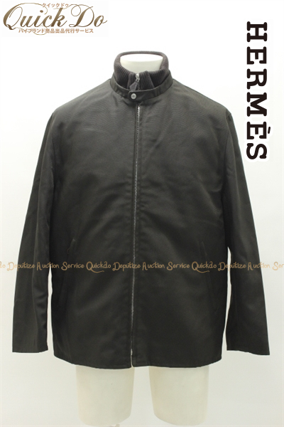 HERMES 仔羊革ラムレザーベスト付ツインコート メンズ 50 茶系