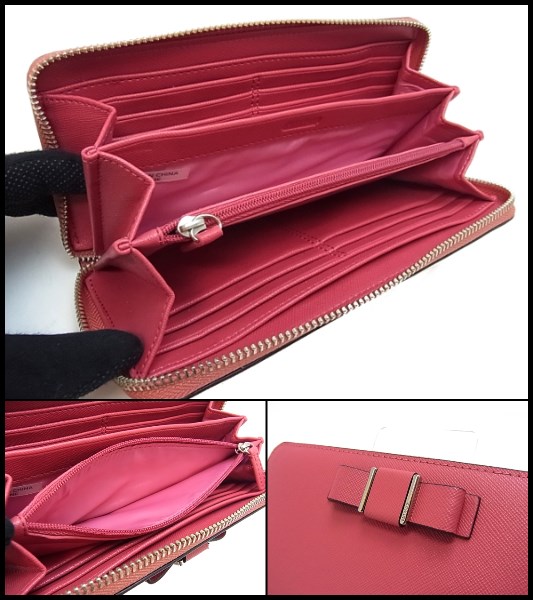 COACH コーチ レザー ラウンド 長財布 リボン ピンク 未使用品 COACH 