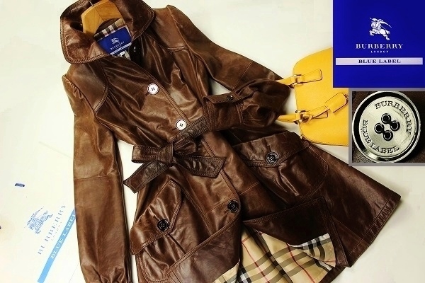 バーバリーブルーレーベル★令嬢風レザードレスコート★３８