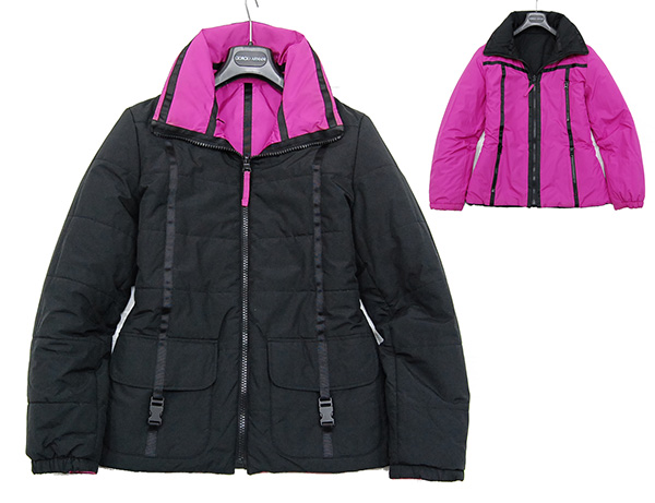 アルマーニ リバーシブル 中綿 撥水 ブルゾン フード付/黒ピンク