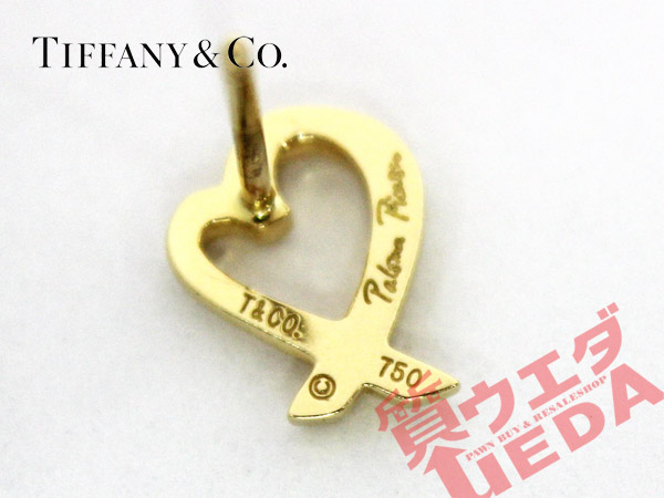 1円 美品 TIFFANY ティファニー ラビングハート ピアス K18 750