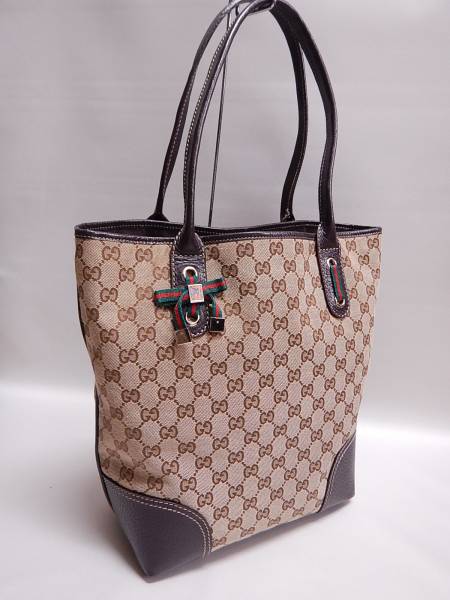 □GUCCI グッチGG柄 シェリーライン トートバッグ 茶□1-9 GUCCI 
