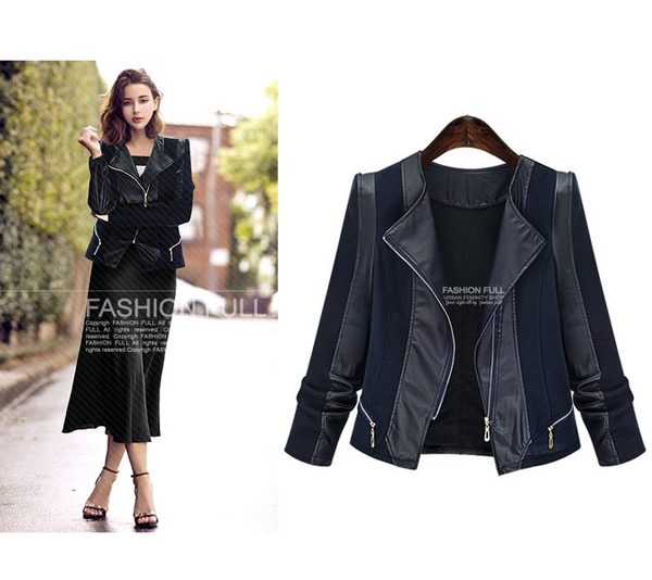 新品☆送料無料4Lコートフェイクレザーニット通黒G2151116-08Tr