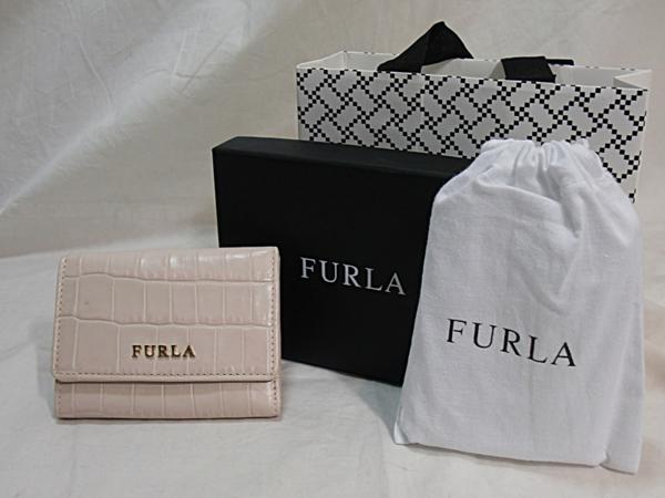 ◆FURLA／フルラ　クロコ型押し　コインケース　ピンク◆k7T4