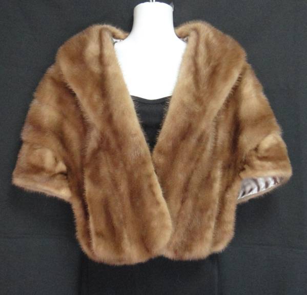 美品▽MINK ミンク 房付き 本毛皮大判ショール⁄ストール ブラウン 極美