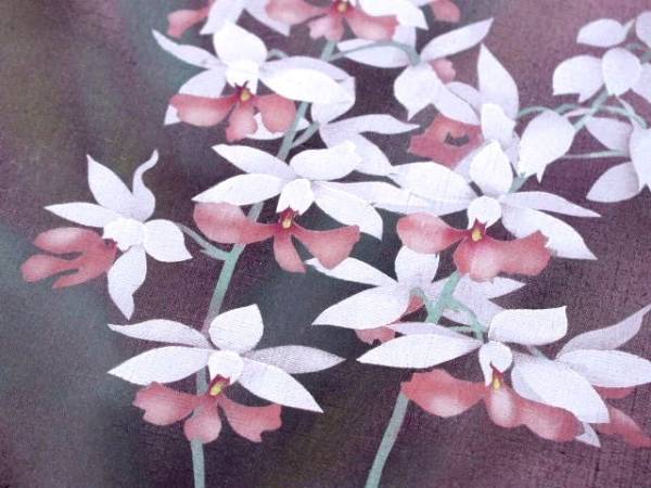 §§ 未使用　染め紬袋帯（蘭）結城紬　正絹　逸品