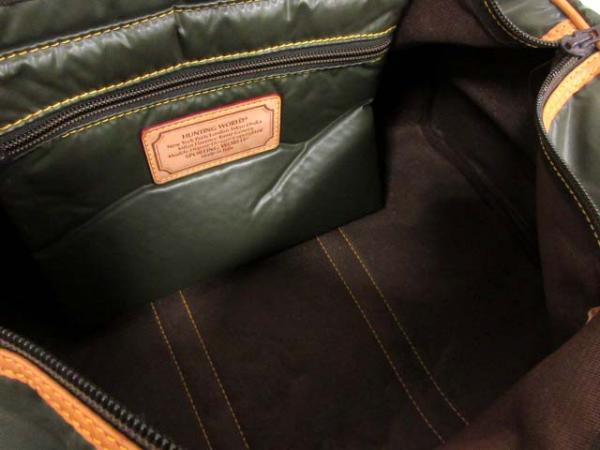 ハンティングワールド ハンドバッグ バチュークロス レザー 緑 メンズ