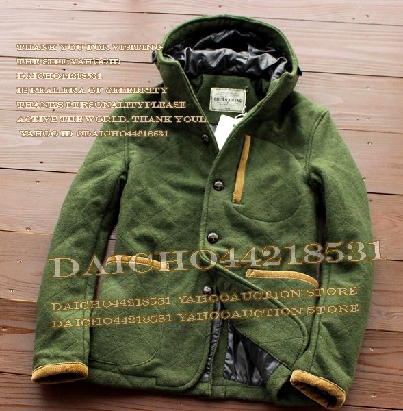 徳発■超人気CHAN.C*メンズ 細見え フードジャケット 緑/S