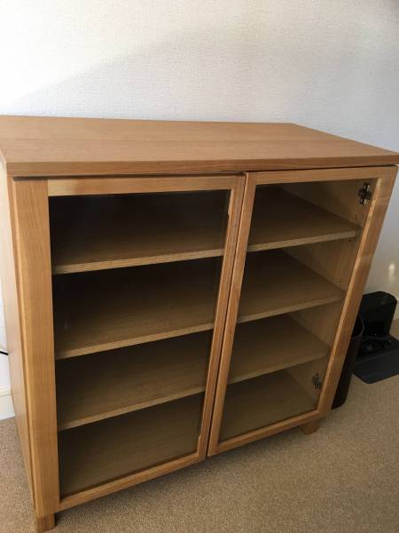 無印良品 オーク材キャビネット ガラス扉 新品同様！