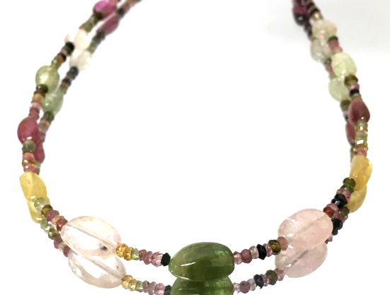 【希少】宝石質マルチトルマリン42cmネックレス　一円～