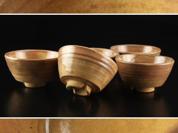 琴》煎茶道具 萩焼 煎茶碗五客 初だし品 古美術品