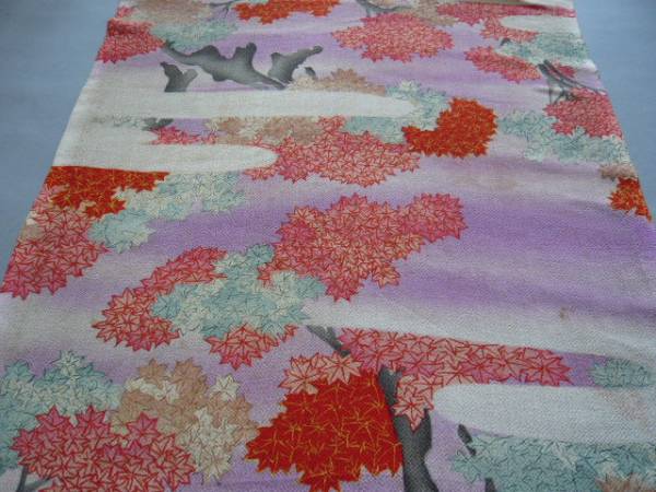 ≪風≫◆正絹江戸縮緬その5◆紅葉模様78.5cm