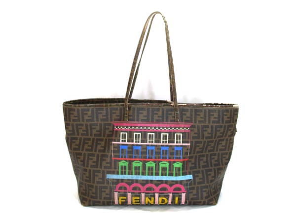 1円 フェンディ ズッカ柄 ショルダー トートバッグ CG761
