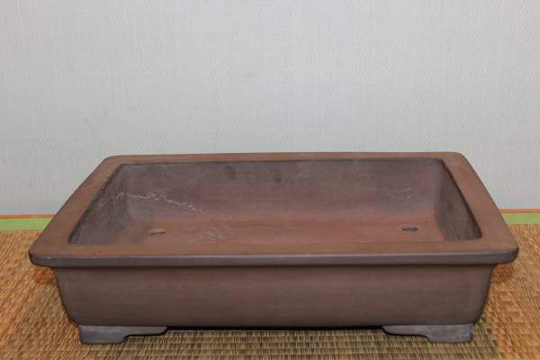 和鉢 中野行山 焼締外縁長方鉢 間口42㎝ 鉢 花、園芸 【公式通販】