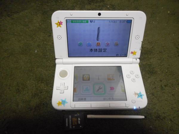 G【完動品】3DSLL本体SD&ペン付ピンク×ホワイトVer7.1.0-14J