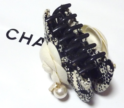 パールチャームカメリア＆チェックリボンクリップ検)シャネル_3
