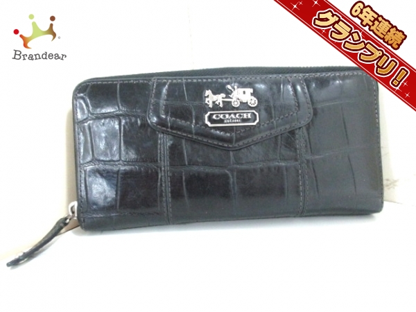 人気定番，最新作 コーチ 長財布 黒 ラウンドファスナー/型押し加工 レザー COACH(女性用財布)｜売買されたオークション情報、yahooの商品情報をアーカイブ公開 - オークファン 服飾小物
