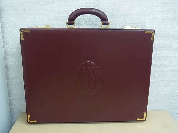 ■カルティエ■マスト レザー アタッシュケース ボルドー 0228