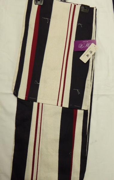 ☆着物通☆厳選　新柄　極上　プレタ　綿麻　浴衣　　　縞