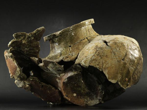 【永】【特別出品】 鎌倉時代　古常滑焼　破れ大壷 （花器花道）