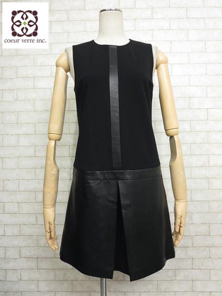 ◎未使用品 セオリー theory レザー 切返し ワンピース /LO0937