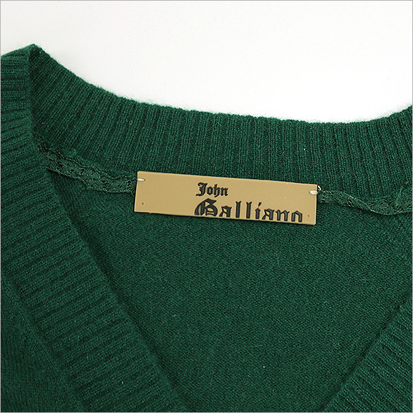 ジョンガリアーノ 06AW エンブレムワッペンVネックニット 緑 M