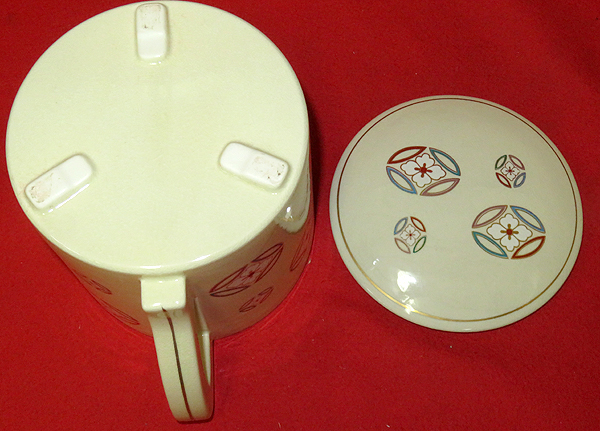 ◇[茶禅]茶道具 水注「仁清写花七宝紋片口水次」杉箱 陶芸 日本の陶磁