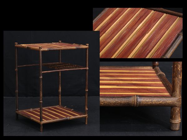 □□煎茶道具/時代竹細工/班竹/煎茶棚茶棚/古美術□□ 工芸品