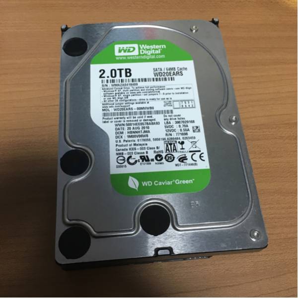 □美品□Western Digital WD20EARS 2TB HDD□使用時間605時間