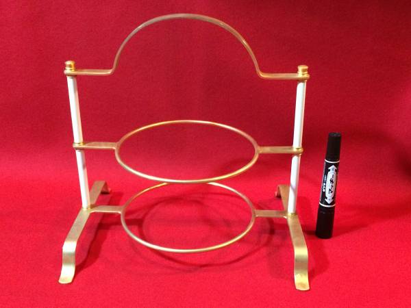 2484●ノリタケ ケーキスタンド 金色×白 h28×28×22㎝ 中古