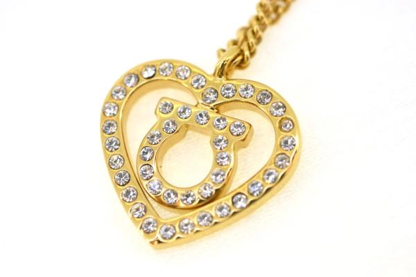 Ferragamo ハート ブレスレット STRASS CRY ゴールド 美品 