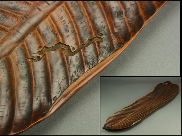 流】煎茶道具 時代木彫細工煎茶葉盆 特大 95.3×24.5cm ID436
