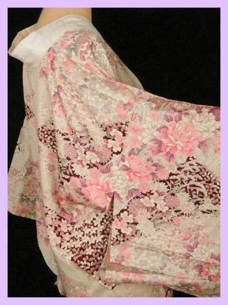 ◆衣紋屋◆8690 長襦袢 花尽くし文様 正絹 S寸 *****