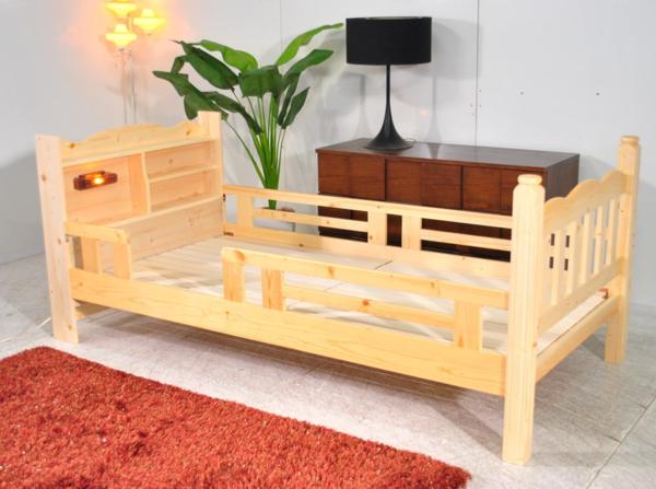 １円送料無料アウトレット展示品宮付ライト付きシングルベッド