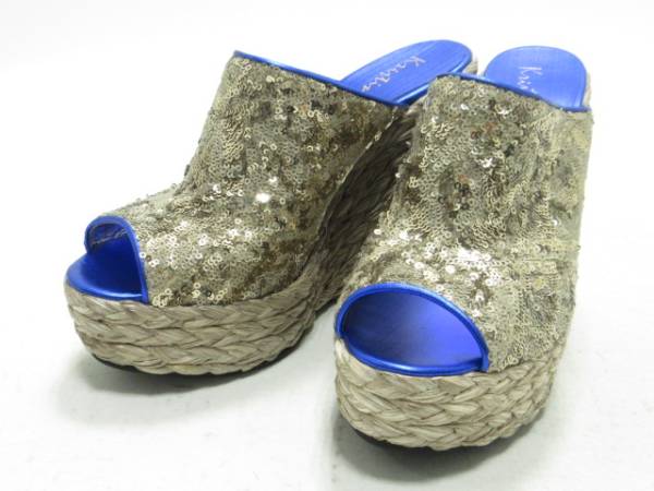 クリスティーナ・ティ★スパンコールウエッジサンダル★サイズ38