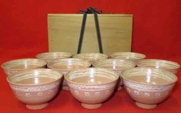 美術品・アンティーク・コレクション 茶道具 御本三島 数茶碗 十客