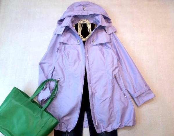 ■バーバリー大きいサイズ46ライラックフードスプリングコート■