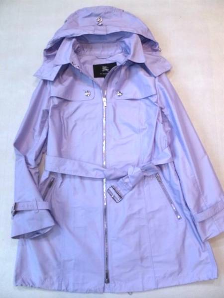 ■バーバリー大きいサイズ46ライラックフードスプリングコート■