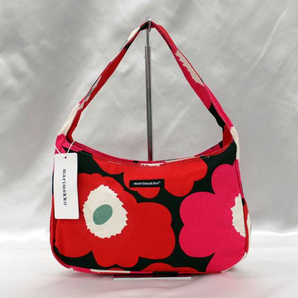 【新品】マリメッコ ウニッコ ショルダー ハンド バッグ 赤黒花